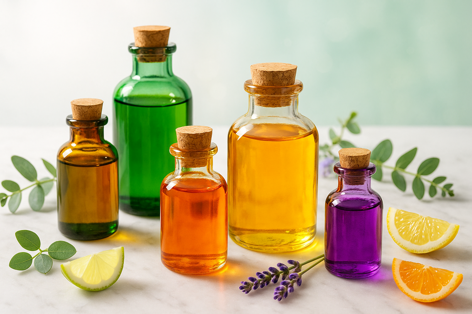 essential oil backdrop with vivid bright 